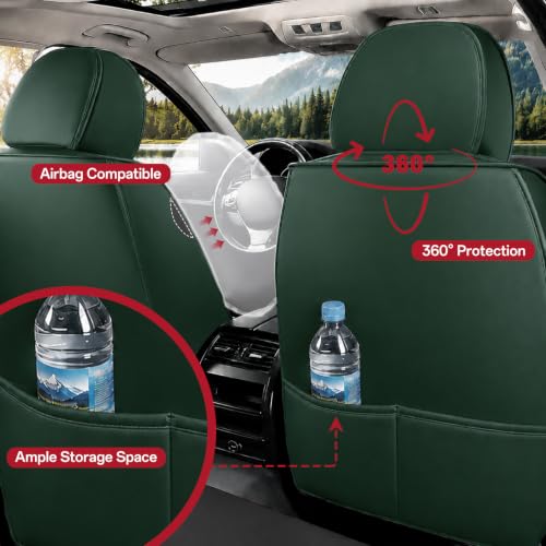Image of Premium Leather Deluxe Front Covers for Toyota Camry 2015-2026, Black-Green