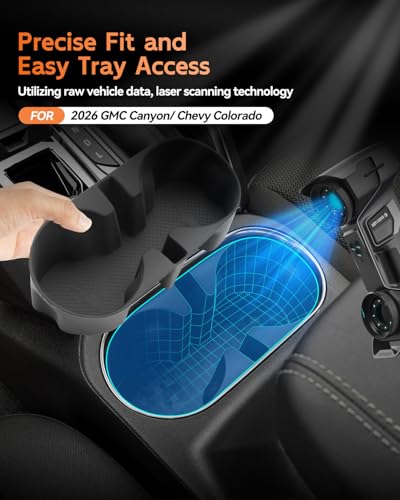 Image of CDEFG for 2023-2025 2026 GMC Canyon / 2023-2026 Chevy Colorado Center Console Cup Holder Organizer Insert TPE Accessories- Fits Canyon /Colorado