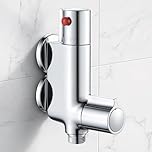 Mini Thermostatic Shower Mixer Bar Caravan Thermostatic Shower Faucet Valve Tap Round 1/2" Outlet, Small Vertical Shower Mixer for Rv, Camper Van, Yacht, Boat, Bidet Tap, Bidet Sprayer, 45mm Centres