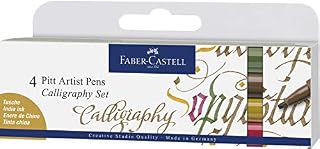 Faber-Castell Pitt Artist Pen Calligraphy Wallet of 4 - Colours,Multicoloured,167505