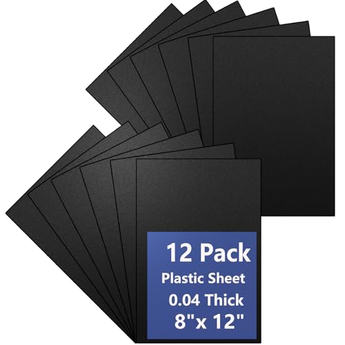 Image of 12 Pack Black Plastic Sheet 8x12x0.04 in Flexible High Tensile Plastic Sheets Black Plastic Panel for DIY Materials Handicrafts Home Decoration