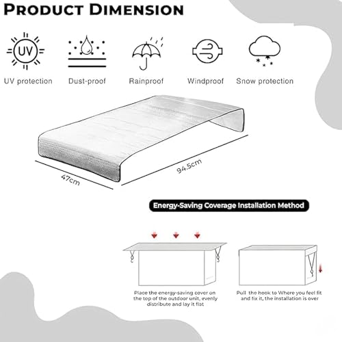 Image of Kraptick Air Conditioners Outdoor Unit Covers Heat Protection Cover, Film Hvac Heat Insulation Film Protection Covers, Aluminum Insulation Bubble Foil Film for AC-(Hanging Hook)