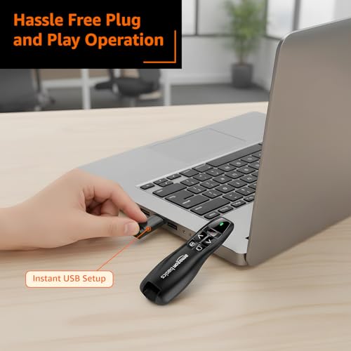 Image of Amazon Basics Wireless Laser Controller for Presentation, with USB Receiver and Battery Indicator (Battery Not Included)