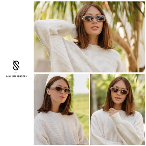 SOJOS Trendy Retro Oval Polarized Sunglasses for Women Men 90s Styles Sun Glasses Small Face Clout Goggles SJ22762