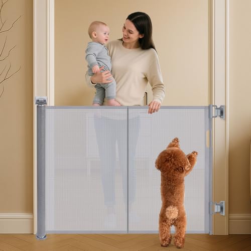 Treppenschutzgitter Ausziehbar für Babys, ausziehbar bis zu 150 cm breites Netz, Treppenschutzgitter Ausziehbar, einziehbare Haustiergitter für Treppen, Türen, Flure, drinnen und draußen