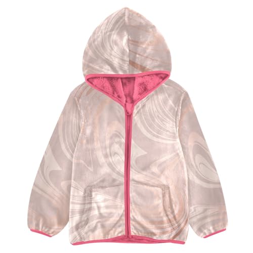 OTVEE Rose Gold Marble Pattern Kids Hoodie Jacket Fall Spring Full Zip Warm Outwear Coat