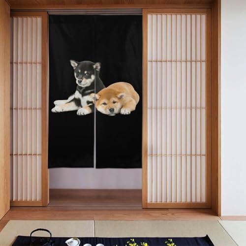 面白い 柴犬 いぬ 犬柄 おもしろ のれん 間仕切り 遮光 暖簾 ロング 目隠し カーテン 玄関 キッチン リビング 出入り口 飲食店 幅86cm*丈1143cm かわいい おしゃれ 年中使用 シンプル プレゼント z87b