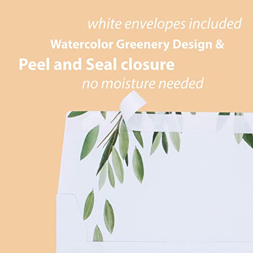 Gooji 4x6 Greenery Leaves Gold Foil Thank You Cards (Bulk 20-Pack) Matching Peel-and-Seal White Envelopes | Assorted Set, Watercolor | Birthday Party, Baby Shower, Weddings, Greeting, Blank Notes - Image 3