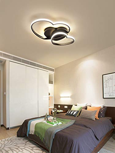 Lustre LED chambre enfant avec télécommande plafonnier 40W dimmable en acrylique noir forme cœur - 7