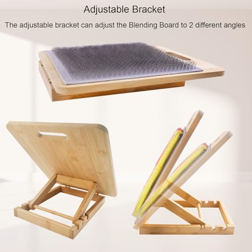 Image of Viredelo Wool Blending Board and Carding Brush Set - Complete Kit with Adjustable Stand and 1 Pieces Wool Brush with 2 Dowels for Spinning Fiber Preparation