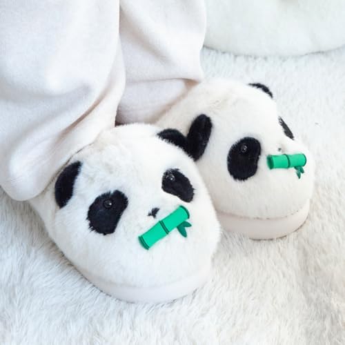 ARELUX Cute Panda Plush Slippers for Women - Adorable Animal with Bamboo, Soft Fuzzy Warm Winter House Shoes, Cozy Fluffy Bedroom Slipper for Women Girls Teens, Non-Slip Indoor Comfort2