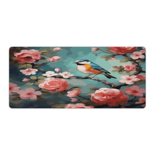 Tapis de souris de jeu géant en caoutchouc motif fleurs 91x40 cm