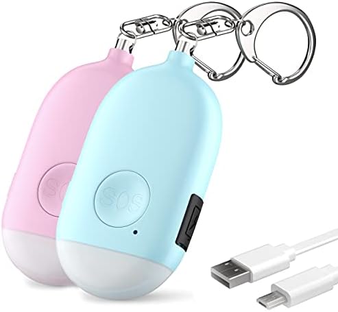 Rechargeable Personal Alarm Keychain - 130dB Siren, LED Light, 3-Pack for Safety