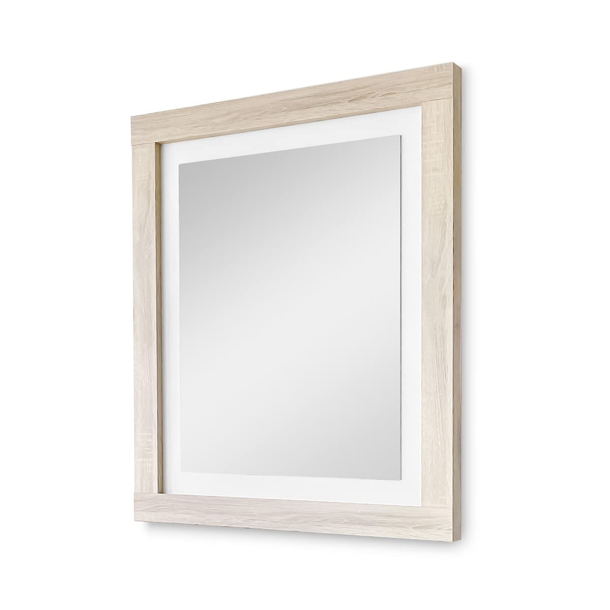 Homey, Espejo de Pared, Modelo Omabella, Práctico y Funcional, Acabado en Color Blanco y Cambria, Incluye Herrajes, Medidas: 75 cm (Alto) x 90 cm (Ancho) x 3.5 cm (Fondo)
