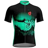 Treer Fahrradtrikot Unisex Kurzarm Rennrad Mountain Bike Trikot Atmungsaktiv, 3D Druck Profi Radtrikot Slim Fit, Schnelltrocknend Radsport Bekleidung Top (Schwarz-Grün 2,XXS)