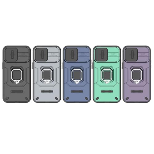 Image of CamShield Pro Case with Slide Camera Protection and 360 Protection Ring Stand Bumper Back Case Cover for iPhone 15 Pro (Blue)