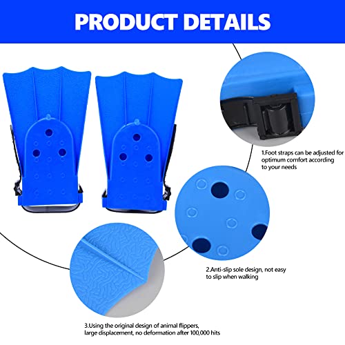 A Pair Pvc Children Lightweight Diving Swimming Training Fins Snorkeling Short Flippers Swim Foot Diving Heel Children Kids Youth Snorkel Combo Set Swimming(25 Yards -30 Yards-Blue) #TOP3