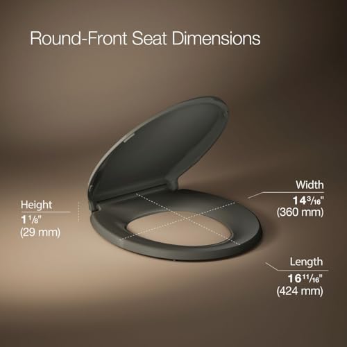 Image of KOHLER 4639-RL-NY Cachet ReadyLatch Round Toilet Seat Soft Close, Thunder Grey (Pack of 2)