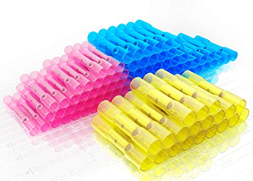 Heat Shrink Wire Connectors 100 pcs Kit Waterproof Insulated Electrical Crimp Marine Automotive