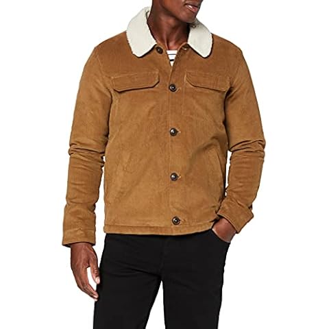 Farah Men's Kingsland Brown Coat with Borg Lining Cover