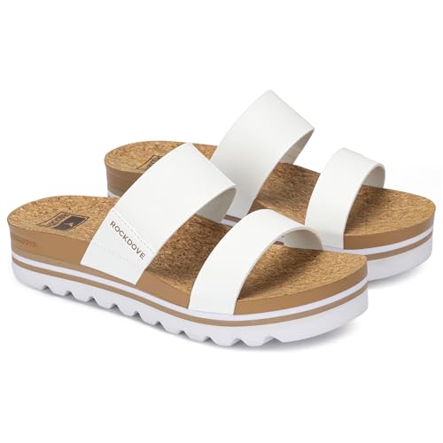 Image of RockDove Women's Isla Lift Platform Slide Sandals with Cushioned Arch Support and Soft Dual Straps