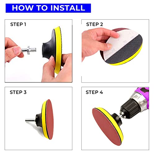 Jkjhbhged 30-Piece Drill Bit Sanding Attachment Sandpaper 60/80/100 and 5 inch Back Pad Set, Electric Shackle Disc, with Pad