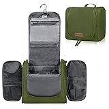 MULISOFT Toiletry Bag for Men and Women, Hanging Travel Toiletry Bag with Large Capacity, Water-resistant Makeup Bag with 16 Compartments for Toiletries and Cosmetics, Dopp Kit Shaving Bag, Green