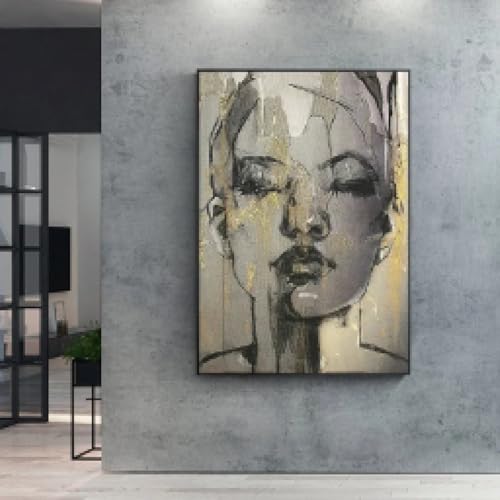 Affiche de peinture sur toile abstraite grise XINBAO texture moderne chic 60x90cm