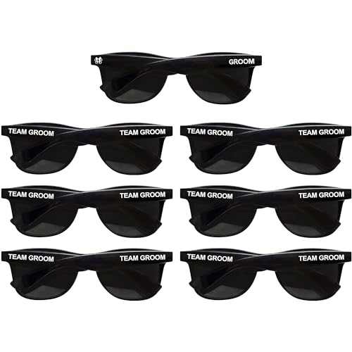 Image of LADY&HOME Bachelor Party 7pcs Wedding Sunglasses for Groom, Best Man, Groomsmen Gifts Wedding Favor