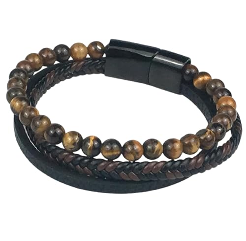 Bracelet homme cuir tressé et perles premium au design exclusif