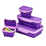LockerMate by Bostitch Flexi Storage Box 4 Piece Kit, Collapsible Pencil Case Design for Craft and School Supplies, Purple