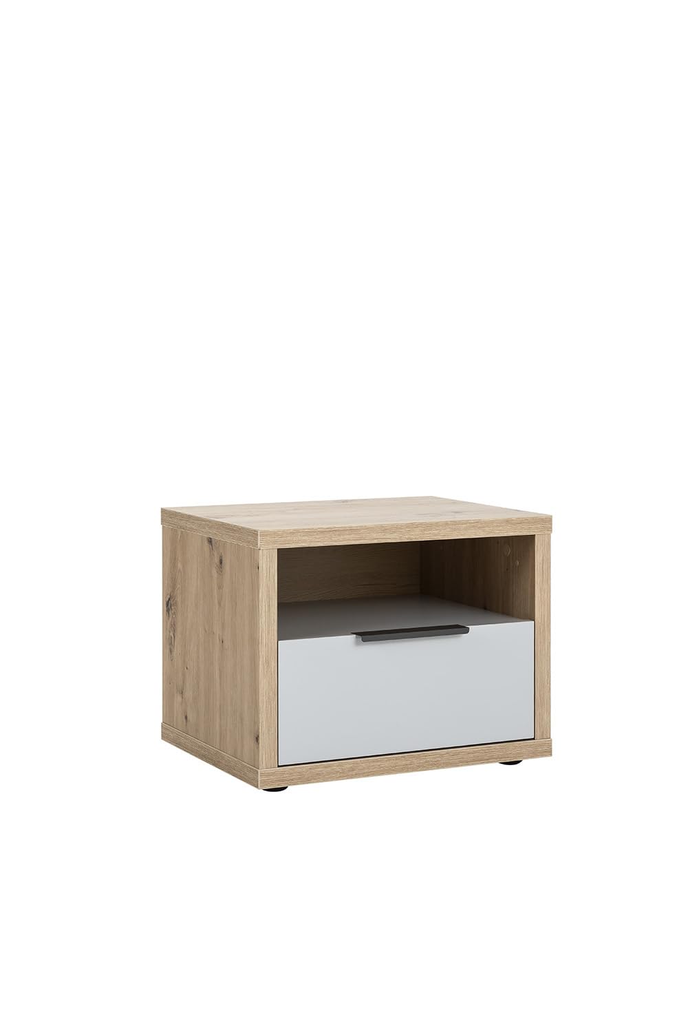 Table de chevet VELATA chêne mielato et gris laqué avec tiroir pour chambre moderne
