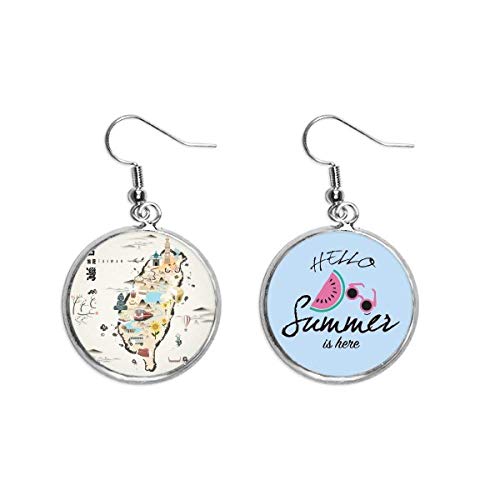 Pendientes de sandía con diseño de Taiwán y acabado esmaltado alegre