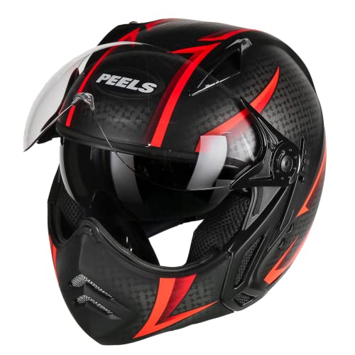 Capacete Aberto Moto Peels Mirage Storm Preto Fosco com Vermelho 58