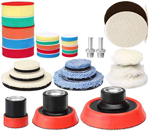 Image of DIY Crafts With 2x Fur 2x Felt Pads, 1 inchinch Kit, 9-16x Polishes Set 1 /2 /3 inch Inch Drill Buffing Buffer Pad Polishing Pad Mix Size Kit, M14 Backing Pad Adapter Po (With 2x Fur 2x Felt Pads, 1 inchinch Kit)