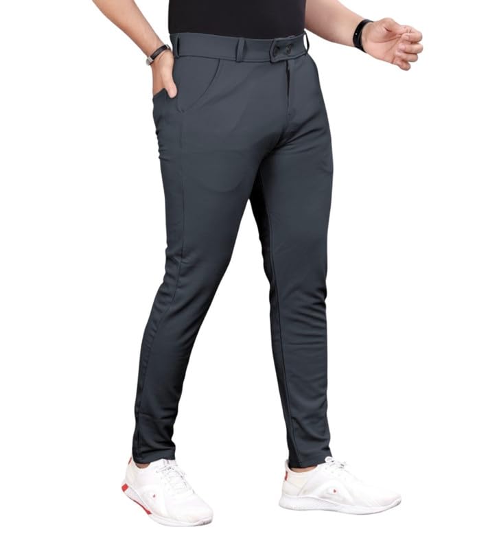Men Casual Cotton Blended Solid Pant | Mid Rise Comfortable Regular Fit Trouser with Button & Zip Closure | Casual Bottem Wear for Men-image-1