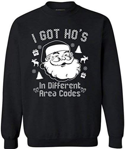 Awkwardstyles I Got Hos in Different Area Codes Sweater Ugly Christmas Crewneck XL Black