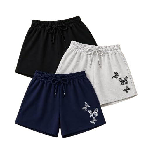 women's shorts pack of 3, net mesh with inner lining, cotton, elastic waistband