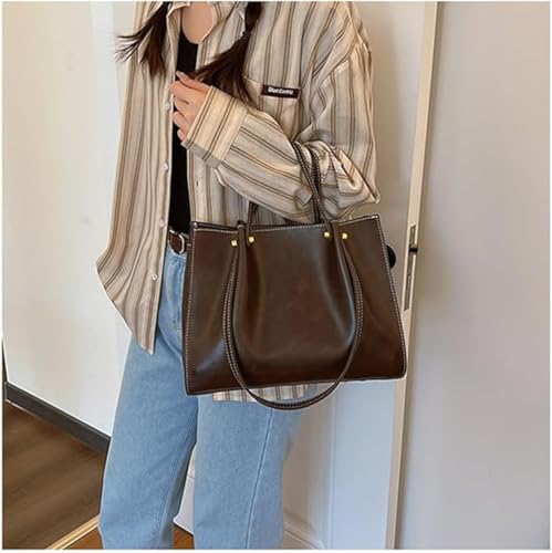 Large Capacity Faux Leather Satchel Handbag,Slouchy Work Tote Bag for Women,Fall Winter Purse Shoulder Bag with Zipper2