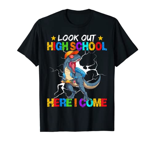 Look Out High School Here I Come Dinosaur Back To School T-Shirt