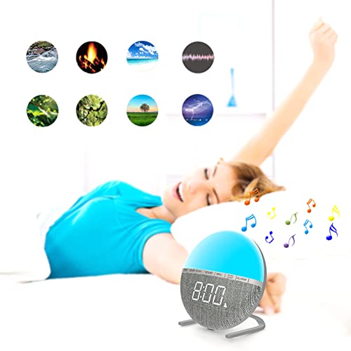 Hyranect Despertador com luz para acordar Despertar com Luz de Despertar 6 Cores Luz Noturna de Cabe