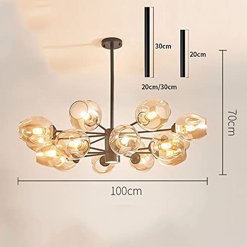 Lustres boules de verre Liviroom cognac 10 lumières avec ampoules LED E27