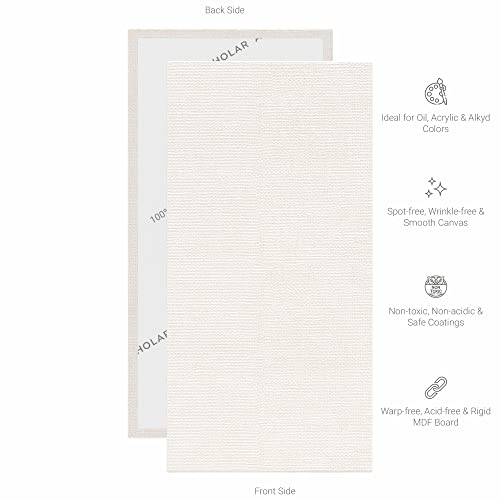 Image of Scholar Art Hobby Series 04 Oz (230 GSM) 100% Cotton Canvas Panel Board for Painting (White Blank Canvas Boards for Acrylic Paint, Oil Paint, Wet & Dry Media) | 04 inchx08 inch (10x20 cm), Pack of 4