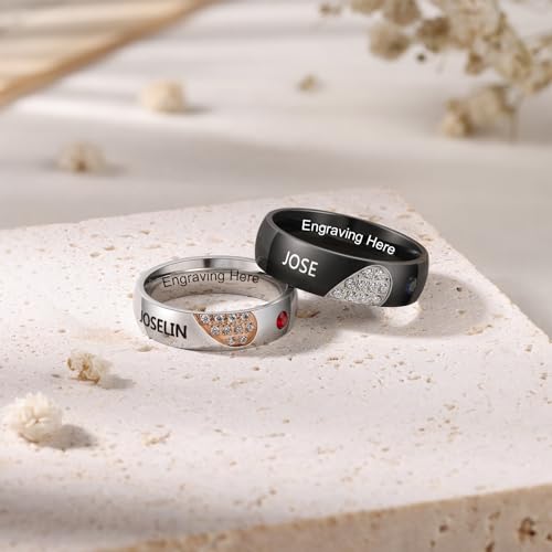 Personalized Promise Rings for Couples Matching Rings for Couples Rings Set His and Hers Wedding Ring Sets4