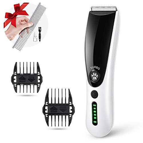 Dog Clipper Grooming Electric for Small Medium Large Dogs Cats, 2-Speed Quite Rechargeable Cordless Pet Clippers Hair Shaver Tool Set, 2 in 1 Guard Combs Dog Grooming Trimmers Clippers Kit, Low Noise