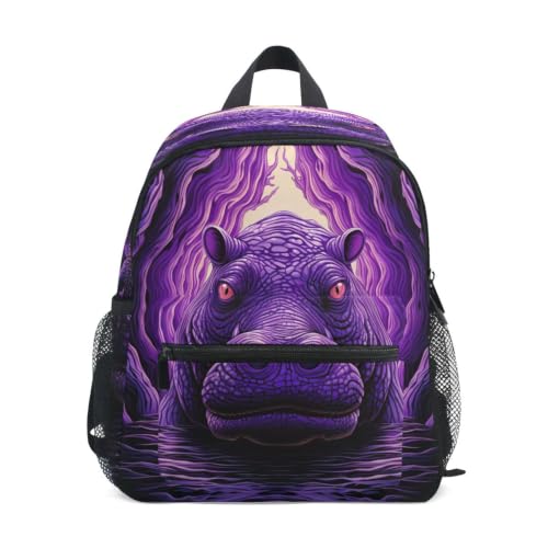 Sac à dos hippopotame violet pour l'école maternelle des petits