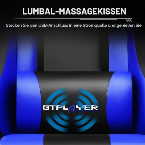 GTPLAYER Bürostuhl Gaming Stuhl Gaming Sessel Ergonomischer Gamer Stuhl mit Fußstütze, Kopfstütze Lendenkissen, Gepolstert Gaming Chair… – Ansicht 4
