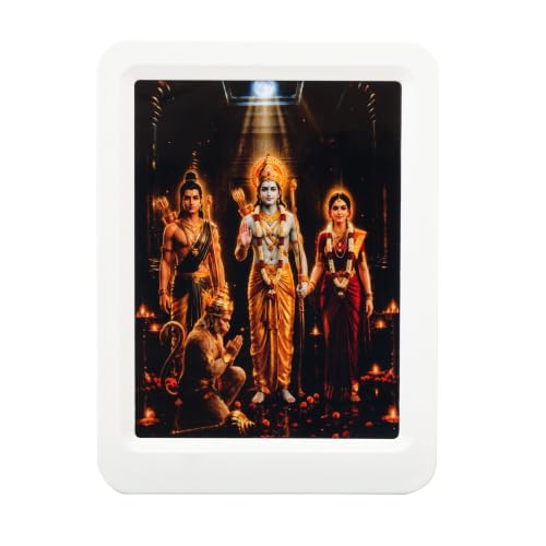 Image of Lexton 5 Inch Ram Darbar Spiritual Plug-in LED Night Light | Blessings of Shri Ram, Sita, Lakshman & Hanuman | Decorative Light for Mandir, Pooja Room, Bedroom & Home Decor | Warm White