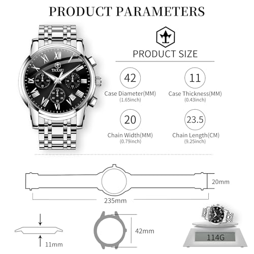 Watch Men Stainless Steel Luxury Diamond Chronograph with Date Business reloj de Hombre3