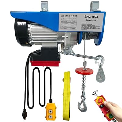 Electric Hoist 2 in 1,Electric Hoist 1320lbs, Bigorenda 110v Electric Hoist Winch with 328ft Wireless Control & Wired Remote Control, 65.6ft Lifting Garage Lift Hoist,for Factories, Warehouses, Attic
